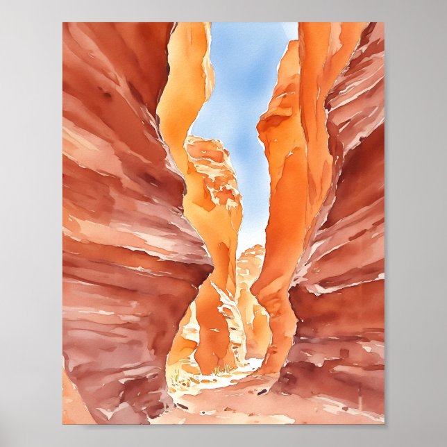 Poster Antelope Canyon Red Rock Watercolor (Frente)