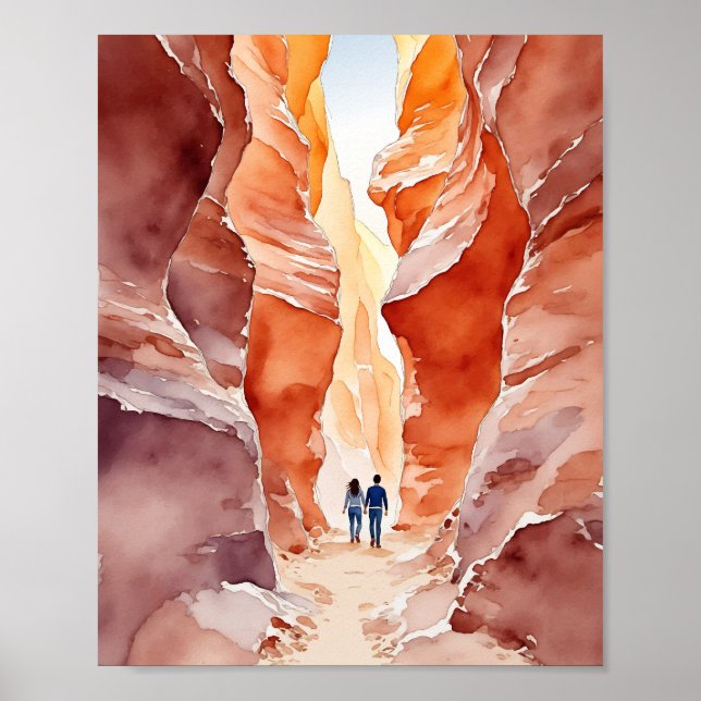 Poster Antelope Canyon Watercolor (Frente)