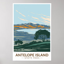 Poster Antelope Island State Park Utah Vintage