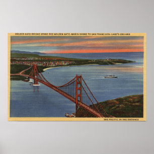 Póster Antena de golden gate bridge & da área da baía