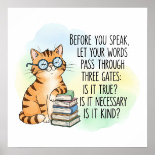 Poster Antes De Falar Seja gentil Citação de Cat Motiva