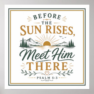 Poster Antes do Sol Nascer Encontre-O Citação Cristã