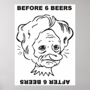 Póster Antes e Depois de 6 Beers