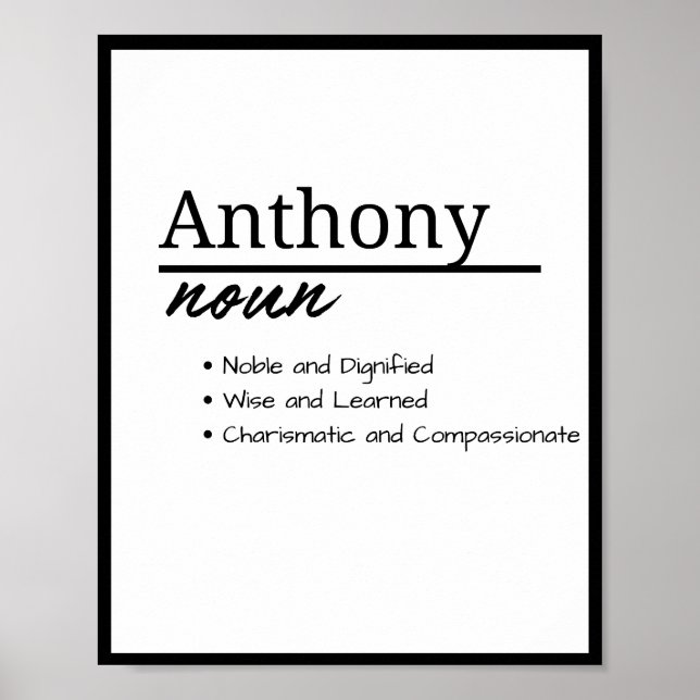 Poster Anthony, Definição de Nome Personalizado Masculino (Frente)
