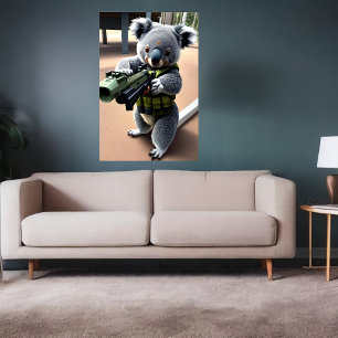 Poster Anthropomorphic Koala soldier AI Art