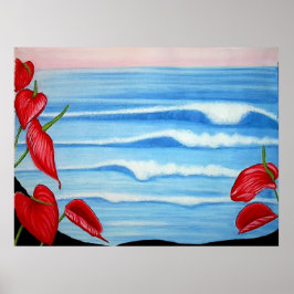 Poster Anthurium Ocean Watercolor Design