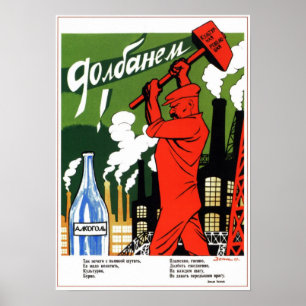 Poster Anti-Álcool 1930 de URSS União Soviética