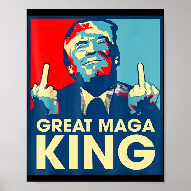 Poster Anti-Biden O Excelente Maga King Diversão Trump Ul (Frente)