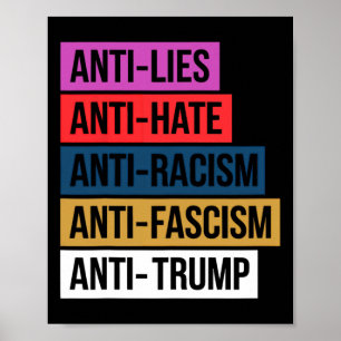 Poster Anti-Ódio Mentira Racismo Fascismo Resiste Trump P