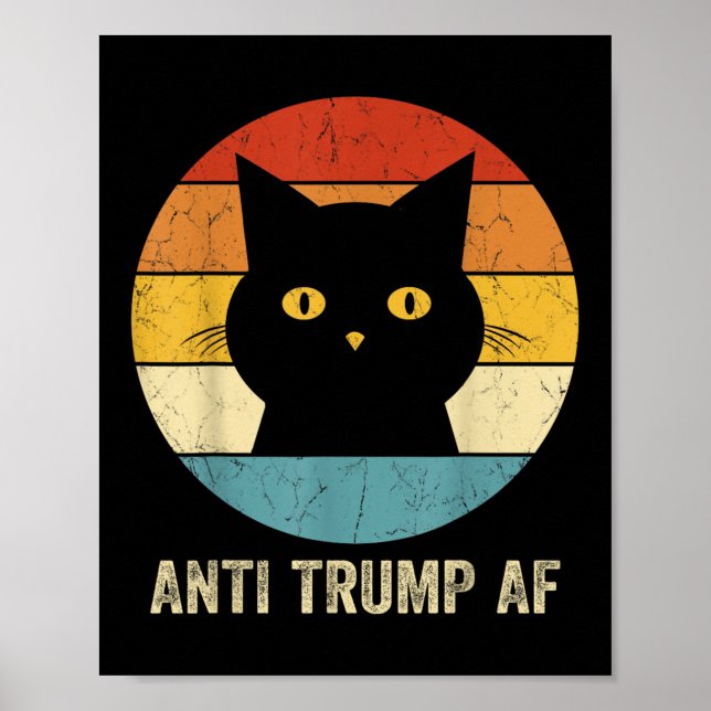 Poster Anti Trump Af Tee Retro Funny Anti Trump Cat (Frente)
