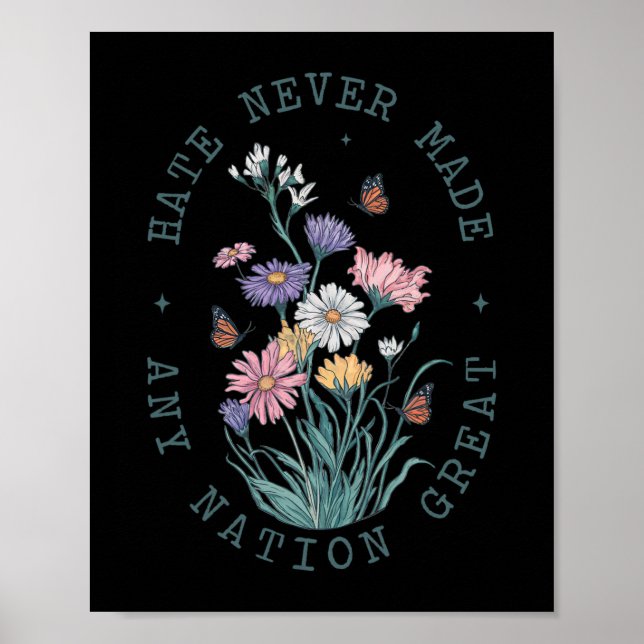 Poster Anti Trump Floral Borboletas Democrata Presidente  (Frente)