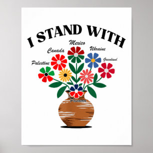 Poster Anti Trump I Stand With Canada Mexico Groelândia U