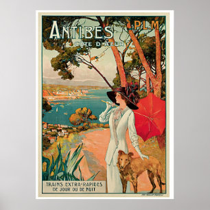 Poster Antibes França Anúncio de Viagens vintage