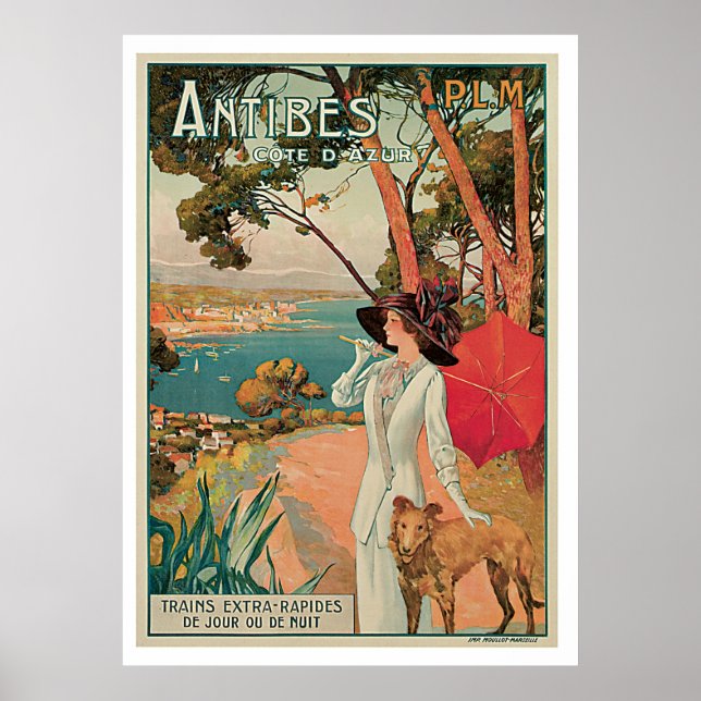 Póster Antibes Viagens vintage França (Frente)