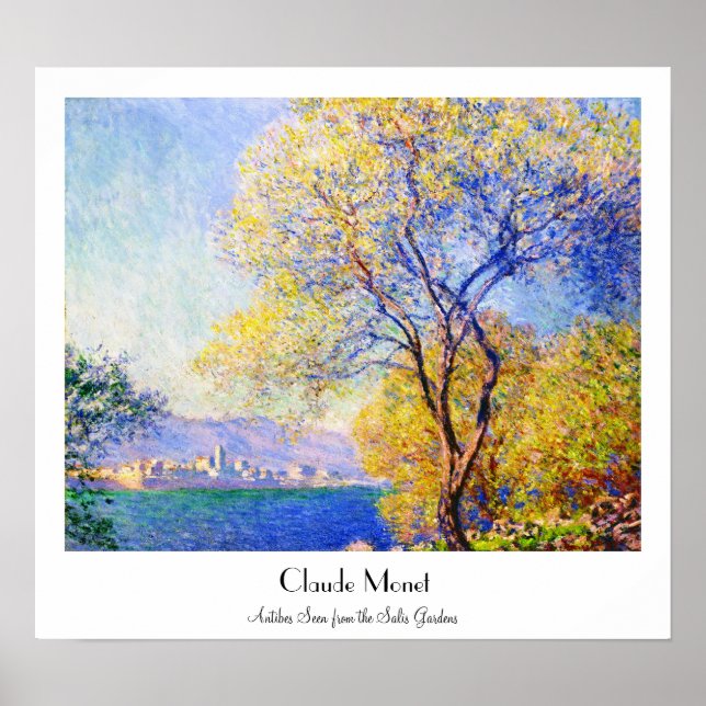 Póster Antibes vistos dos Jardins Salis Claude Monet (Frente)