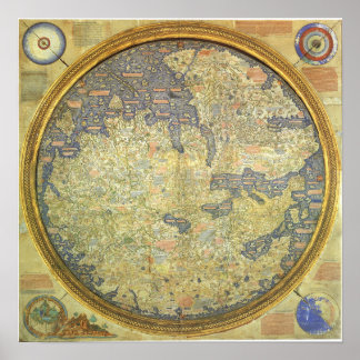 Póster Antíca Fra Mauro Mapa Ásia África Europa