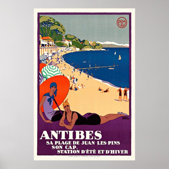 Póster Anticorbes Juan-les-Pins da Viagens vintage france (Frente)