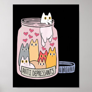 Poster Antidepressivos de Gato Fofo Saúde Mental Engraçad