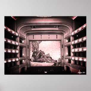 Poster Antiga Áustria Ópera Estatal de Viena interior