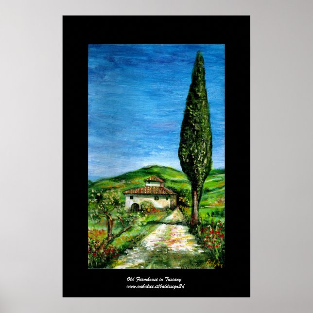Poster Antiga fazenda na Paisagem Chianti-Toscana (Frente)