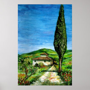 Póster Antiga fazenda na Paisagem Chianti-Toscana