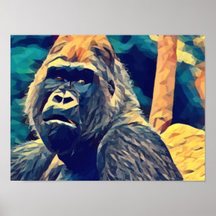 Poster Antiga Gorilla Original Abstrato, Arte da selva