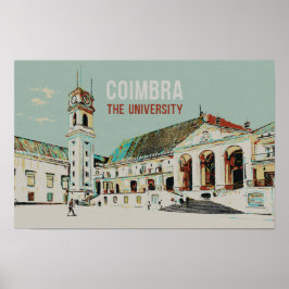 Poster Antiga ilustração universitária Coimbra, Portugal
