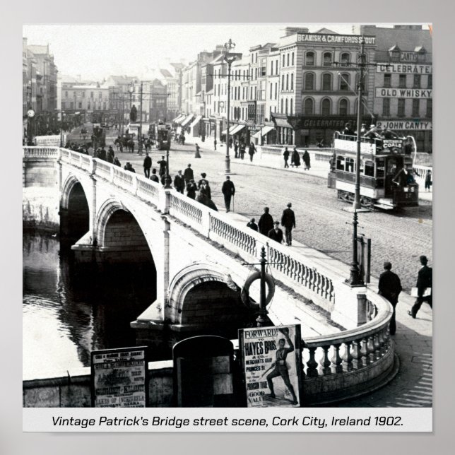 Poster Antiga Irlanda, Ponte de Patrick em 1902, Cidade d (Frente)