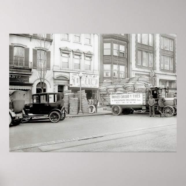 Poster Antiga Loja de pneus, 1921 (Frente)