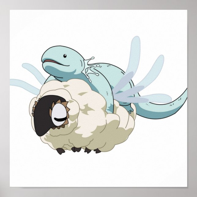 Poster Antiga Magus Bride Axolotl e ovelha (Frente)