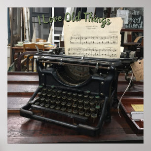 Poster Antiga Máquina de Digitalização e Música Folha