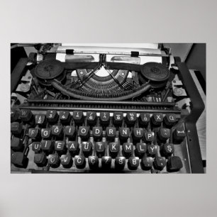 Poster antiga máquina de escrever usada na correspondênci
