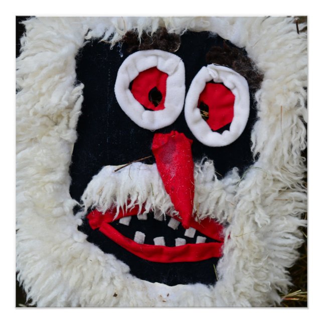 Póster antiga máscara de pagão tradicional românica do da (Frente)