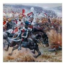 Antiga pintura de cena de batalha napoleônica Leip