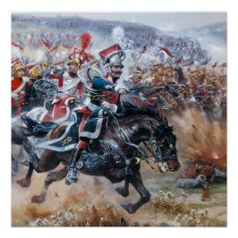 Póster Antiga pintura de cena de batalha napoleônica Leip