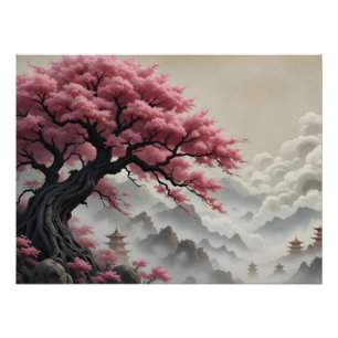 Póster Antiga Sakura Mountain