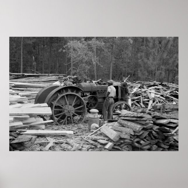 Poster Antiga Sawmill Trator, 1935 (Frente)