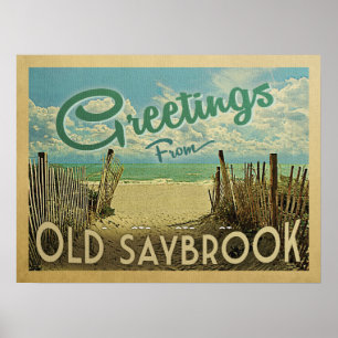 Poster Antiga Viagens vintage Saybrook Beach
