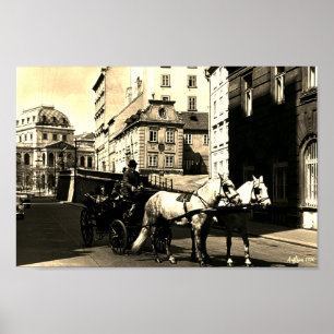 Poster Antigo Áustria Viena Dreimaderlhaus Fiaker