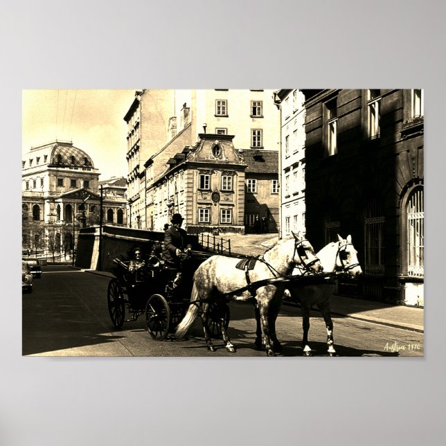 Poster Antigo Áustria Viena Dreimaderlhaus Fiaker (Frente)