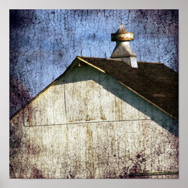 Póster Antigo Barn Branco (Frente)