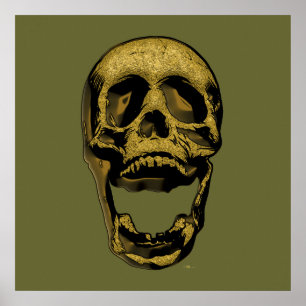 Poster Antigo crânio Dourado