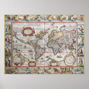 Poster antigo do mapa do mundo