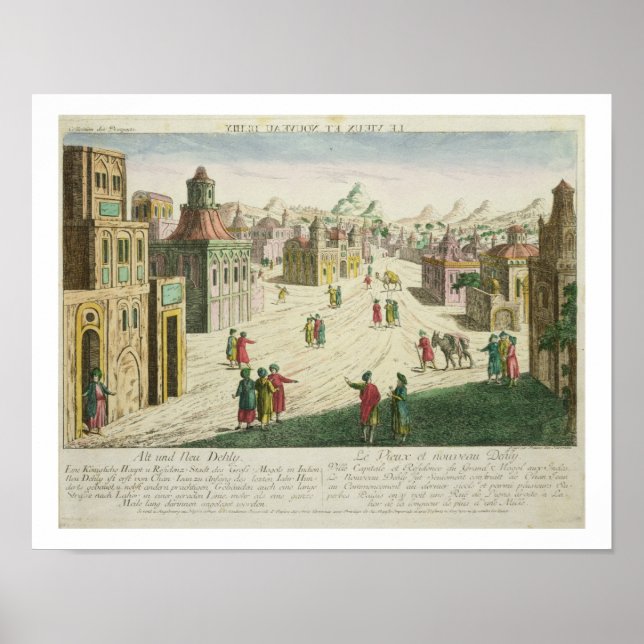 Póster Antigo e Nova Deli (aquatint) (Frente)