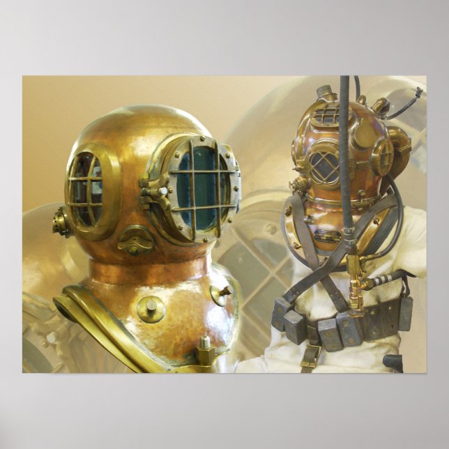 Poster Antigo Equipamento de Mergulho, História do Museu  (Frente)