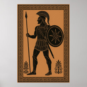 Poster Antigo Guerreiro Grego - Estilo de Potência de Fig