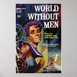 Poster Antigo livro de polpa World WIthout Men