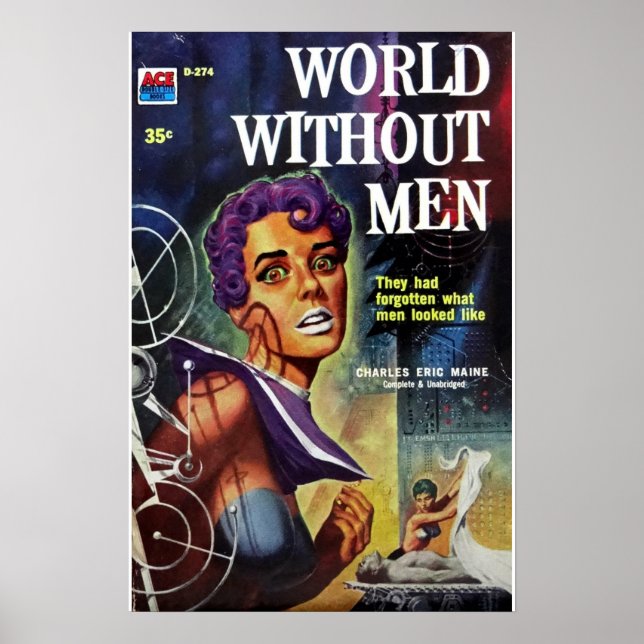 Poster Antigo livro de polpa World WIthout Men (Frente)