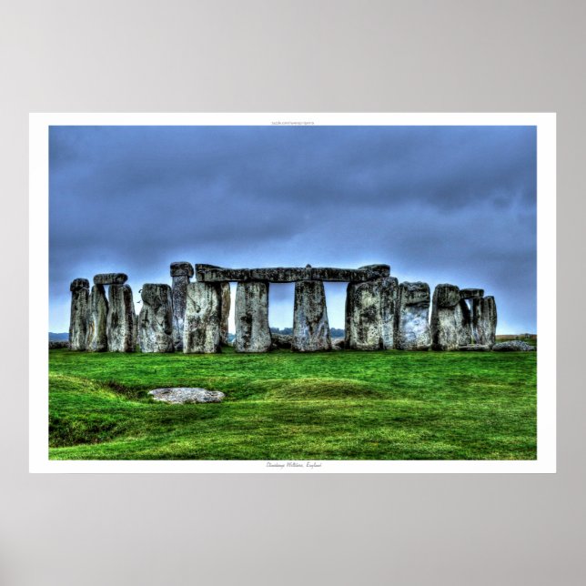 Póster Antigo local das Pedras Permanentes de Stonehenge  (Frente)