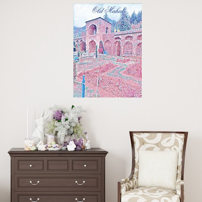 Poster Antigo Mahal Histórico Ruínas Modernas Muralha de  (Old Mahal Architecture Historical Ruins Modern Art Poster)